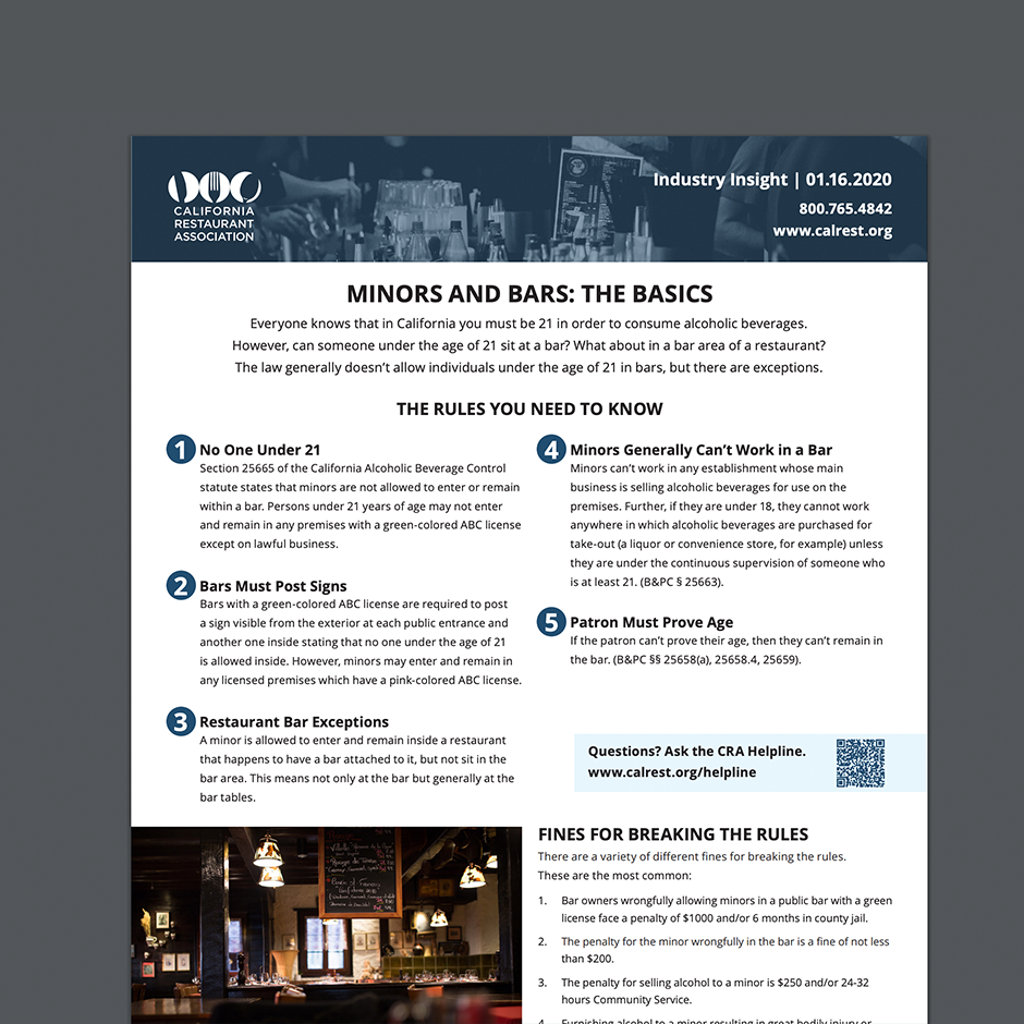Minors and Bars: The Basics Industry Insight One-Pager