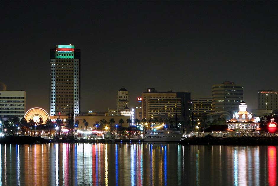 Downtown Long Beach, Queen Mary at night