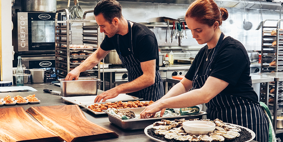 Staff working in kitchen