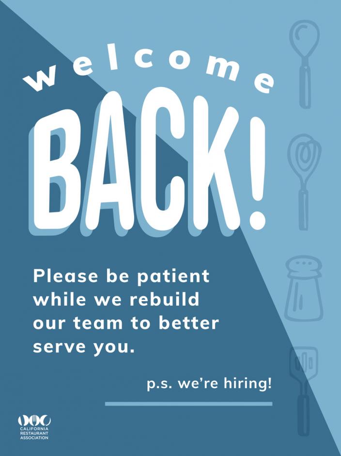 Welcome Back - We're Hiring - Blue