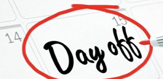 Day off circled on a calendar