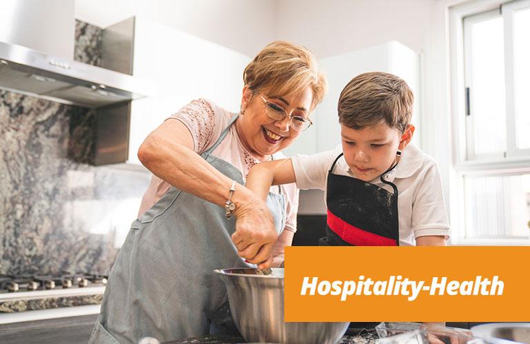 Grandmother and Grandson baking together