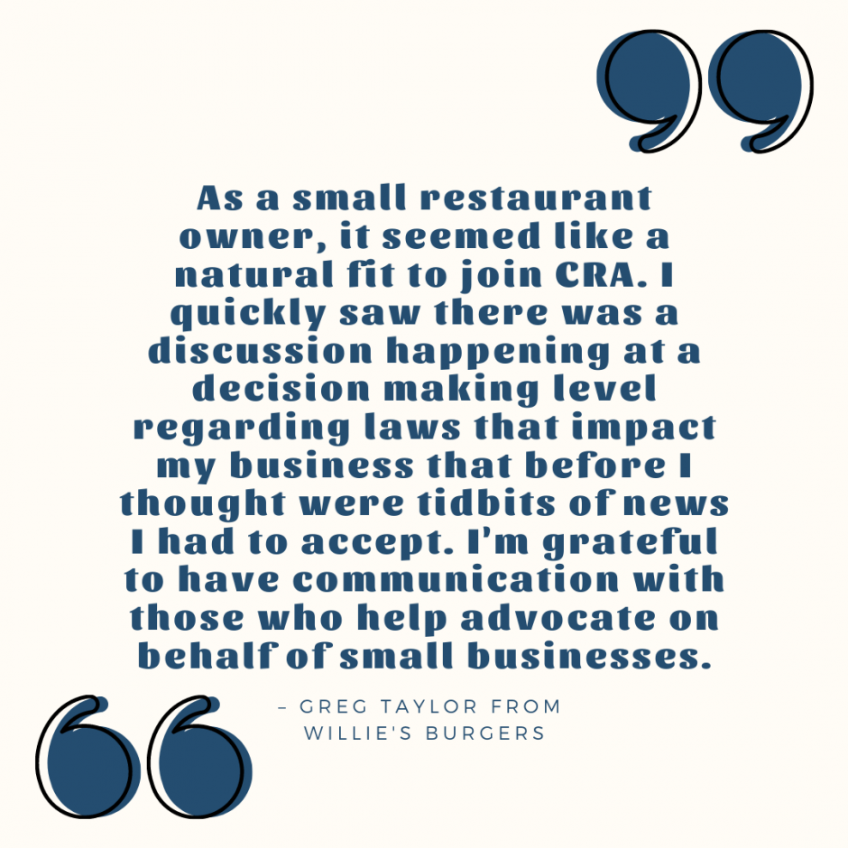 Quote from Greg Taylor from Willie's Burgers