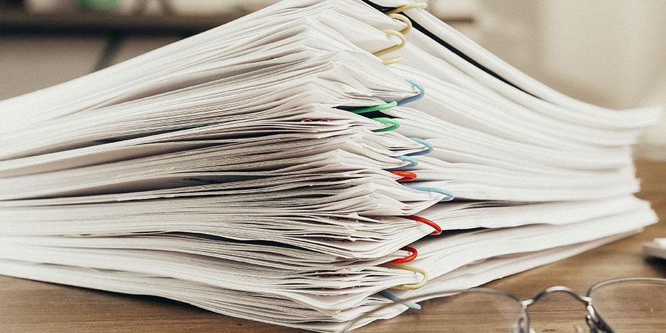 Closeup of papers stacked