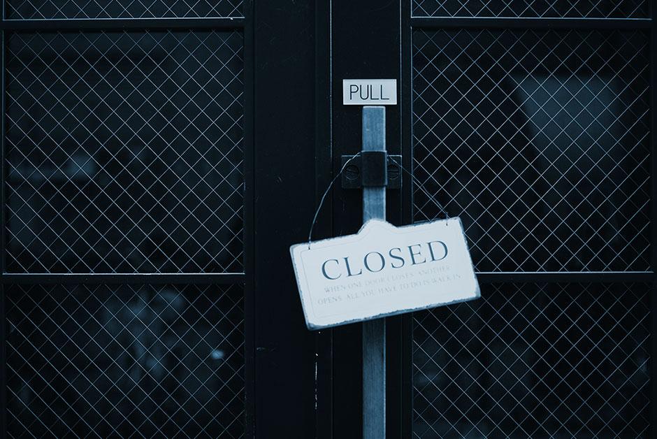 closed sign on bars