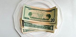 Money on plate
