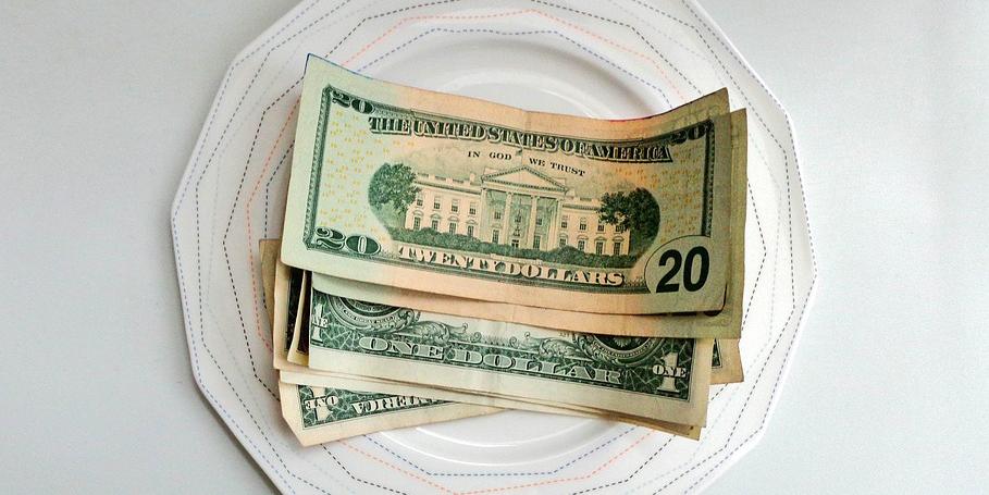 Money on plate